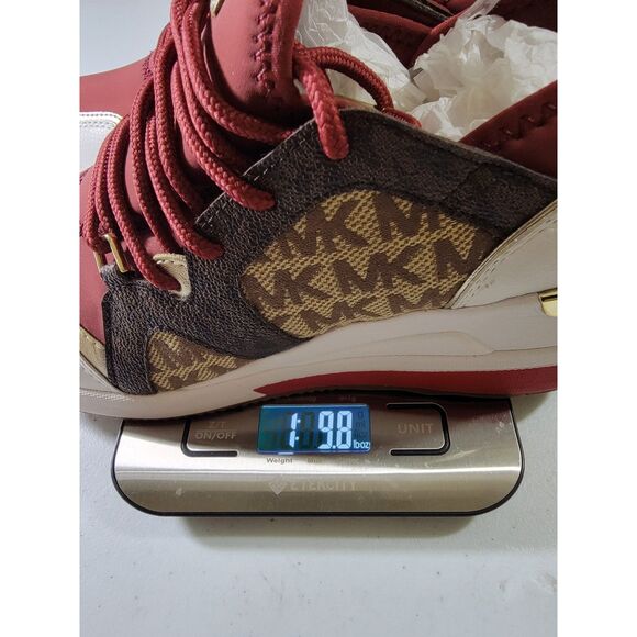 NEW Michael Kors Liv Trainer MK Signature Brandy Multi Wedge Sneakers sz 8.5 - Picture 7 of 7
